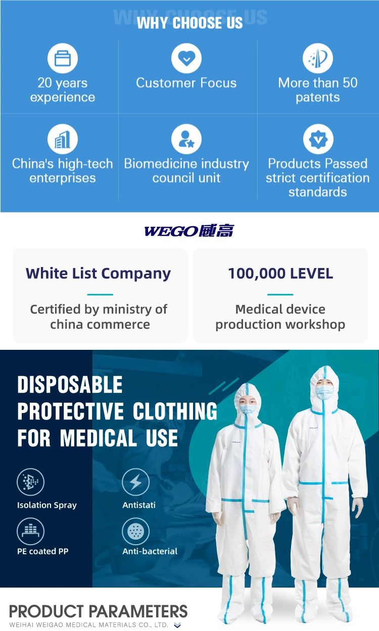 Comfortable Sterile Medical Disposable Chemical Protection Suit