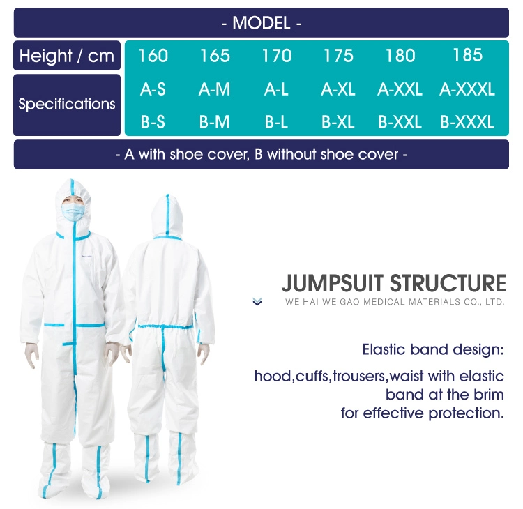 Comfortable Sterile Medical Disposable Chemical Protection Suit